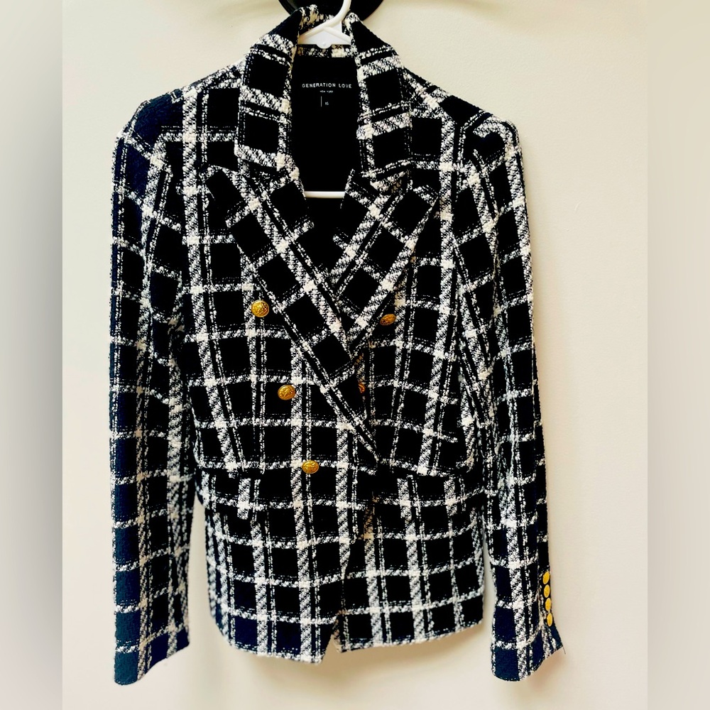 Generation Love Black and White Tweed Blazer